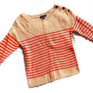 Ann Taylor Red & Tan Striped Knit Sweater